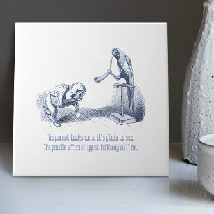 Nederländska Delft Wilhelm Busch Inspired Playful  Kakelplatta