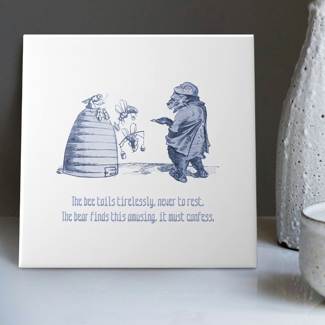 Nederländska Delft Wilhelm Busch Inspired Playful  Kakelplatta (Skapare uppladdad)