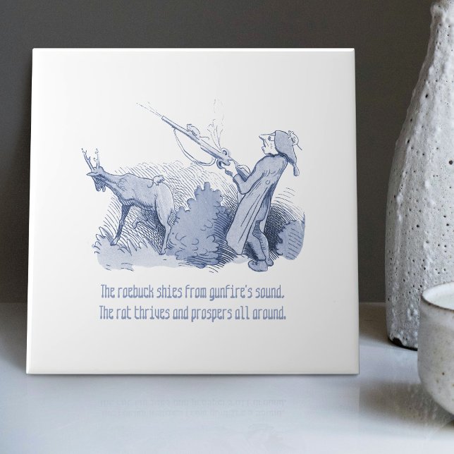 Nederländska Delft Wilhelm Busch Inspired Playful  Kakelplatta (Skapare uppladdad)