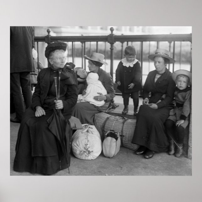 Nederländska familjen på Ellis Island, tidigt 1900 Poster (Framsidan)