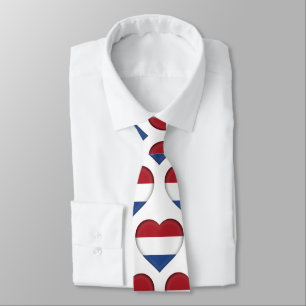 Nederländska Flagga Heart Mönster Neck Tie Slips