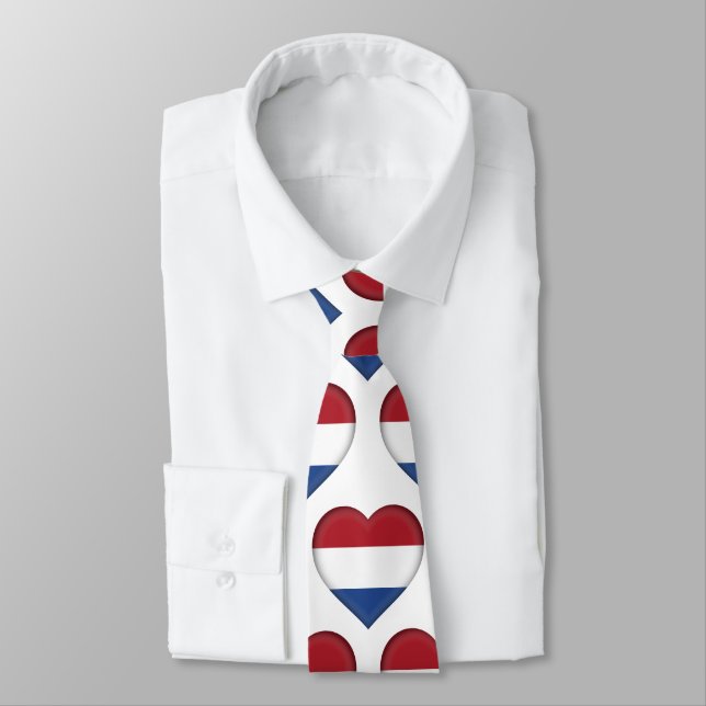 Nederländska Flagga Heart Mönster Neck Tie Slips (Bunden)