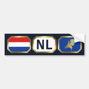 Nederländska Flagga Karta Code Bumper Sticker Bildekal
