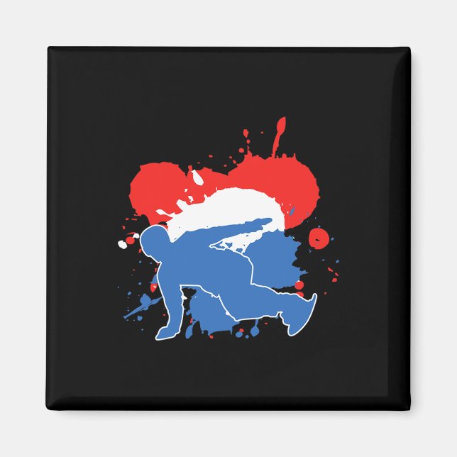 Nederländska Flagga Snowboarder Magnet (Framsidan)