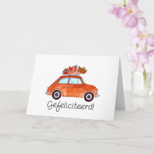 Nederländska födelsedagen Retro Fiat 500 Kort