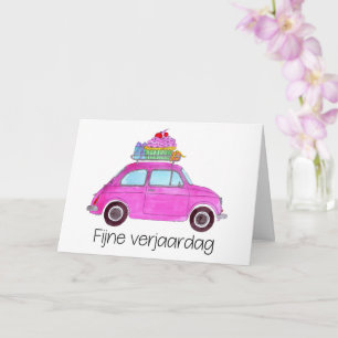 Nederländska födelsedagen Retro Fiat 500 Kort