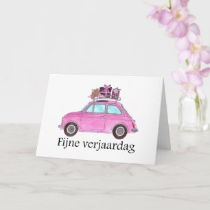 Nederländska födelsedagen Retro Fiat 500 Kort