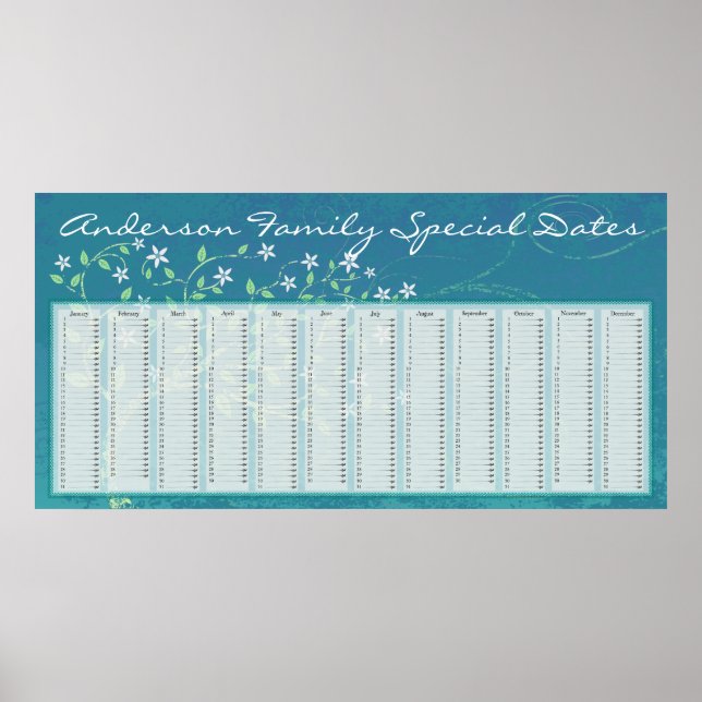 Nederländska födelsedagskalendern land Blue Träd P Poster (Framsidan)