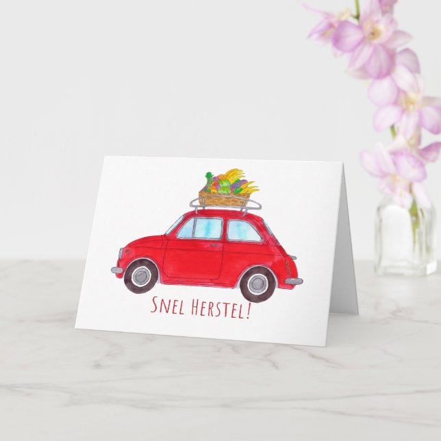 Nederländska Get well Red Retro Fiat 500 Kort (Orkide)