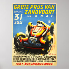 Nederländska Grand Prix Zandvoort Formel 1-bil Täv Poster