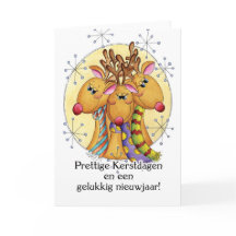 Nederländska julkort - Rener - Prettige Kerstda