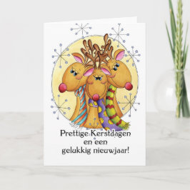 Nederländska julkort - Rener - Prettige Kerstda Helgkort