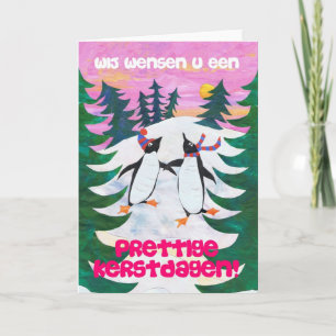 Nederländska julkort - Skating Penguins Helgkort