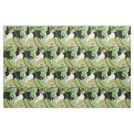 Nederländska kanin på Grönt Designer Tiled Fabric  Tyg