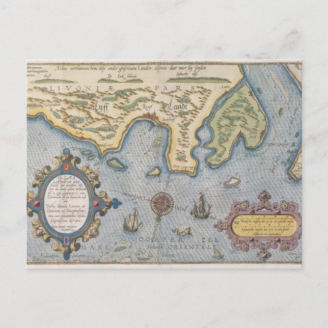 Nederländska karta i Östersjön Vykort (Framsida)