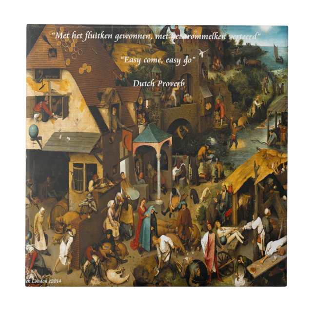 Nederländska konst- och Berömd-ordspråk 1600-talet Kakelplatta (Framsidan)