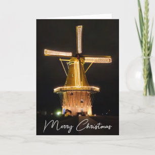Nederländska Kvarn Glowing with jul Ljus Helgkort