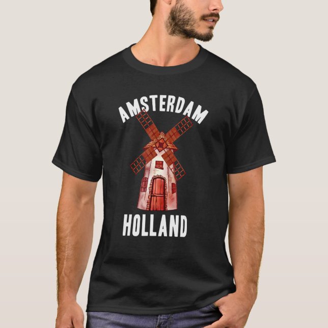 Nederländska Kvarn i Amsterdam Holland T Shirt (Framsida)