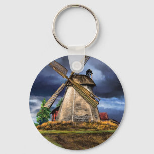 Nederländska Kvarn Landcape Keychain Paing Nyckelring