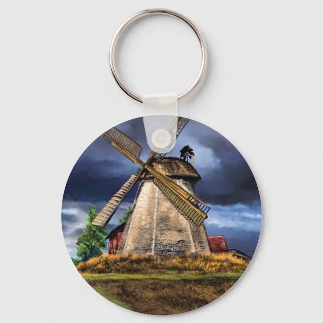 Nederländska Kvarn Landcape Keychain Paing Nyckelring (Framsida)