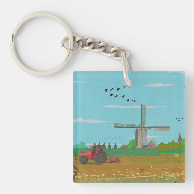 Nederländska Kvarn Landskap Nederländerna (Framsidan)