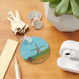 Nederländska Kvarn Landskap Nederländerna Nyckelring