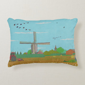 Nederländska Kvarn Landskap Nederländerna Prydnadskudde