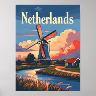 Nederländska Kvarn Nederländerna Poster