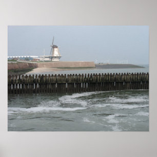 Nederländska Kvarn om Dike at Sea Photo Poster Art