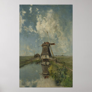 Nederländska kvarn om poldervattenvägen Paul Gabri Poster