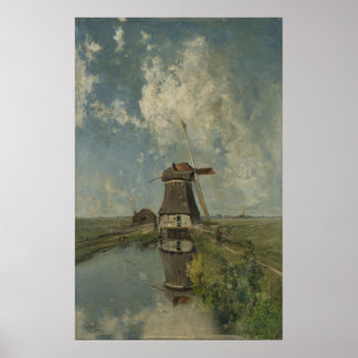 Nederländska kvarn om poldervattenvägen Paul Gabri Poster