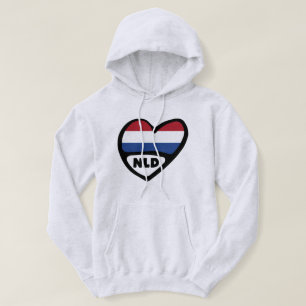 Nederländska Land Code Flagga Heart, NLD Hoodie
