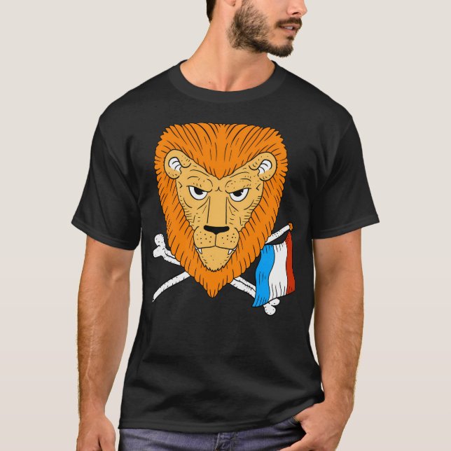 Nederländska Lejon. Orange och Nederländerna. Fotb T Shirt (Framsida)