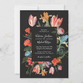 Nederländska Mörken Maste Blommigt  & Moody bröllo Inbjudningar