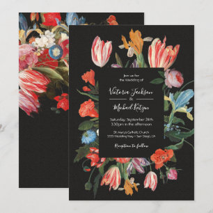 Nederländska Mörken Maste Blommigt & Moody bröllo Inbjudningar