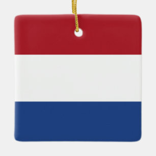 Nederländska (nederländska) Flagga Julgransprydnad Keramik