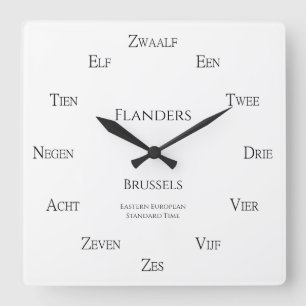 Nederländska Numbers Personlig City Land Time Zon Fyrkantig Klocka