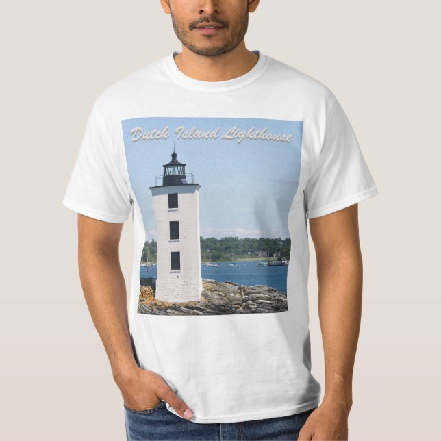Nederländska öns fyr (med text) tee (Framsida)