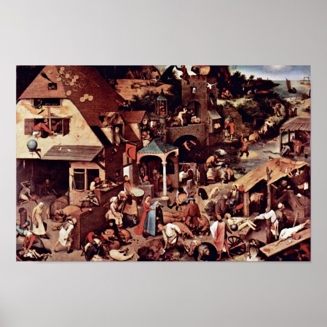 Nederländska ordspråk av Bruegel D. Ä. Pieter Poster (Framsidan)