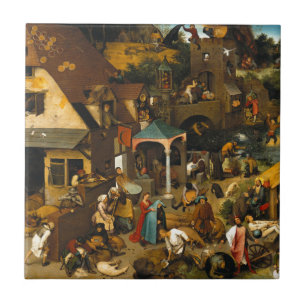 Nederländska ordspråk av Pieter Bruegel den äld Kakelplatta