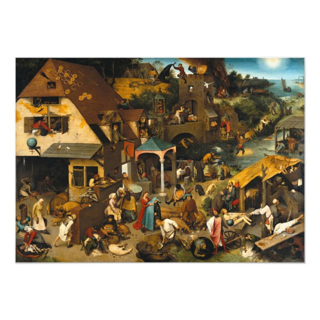Nederländska ordspråk av Pieter Bruegel den äldre Fototryck (Framsidan)