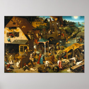 Nederländska ordspråk av Pieter Bruegel den äldre Poster