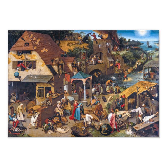 Nederländska ordspråk | Pieter Bruegel, äldre | Fototryck (Framsidan)