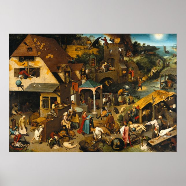 Nederländska ordspråk - Pieter Bruegel Poster (Framsidan)