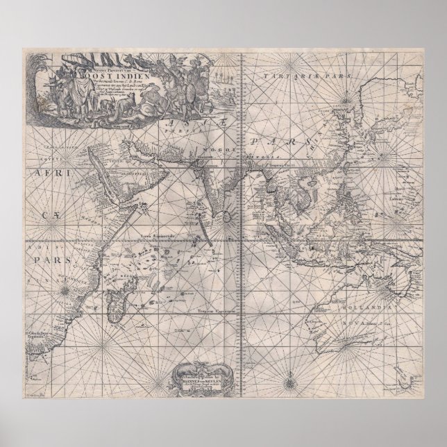 Nederländska Öster Indies 1689 - MYCKET hög upplös Poster (Framsidan)