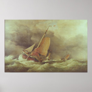 Nederländska Pincks Running till Anchor off Yarmou Poster