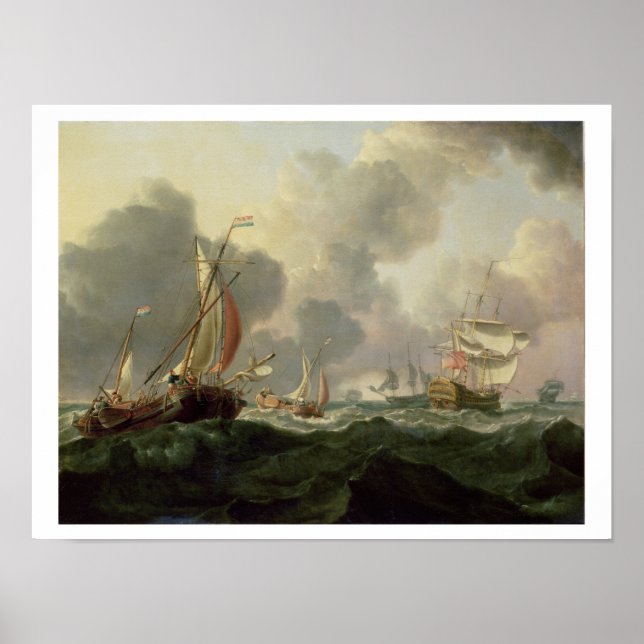 Nederländska Pinks och brittiska Frigate i Choppy  Poster (Framsidan)