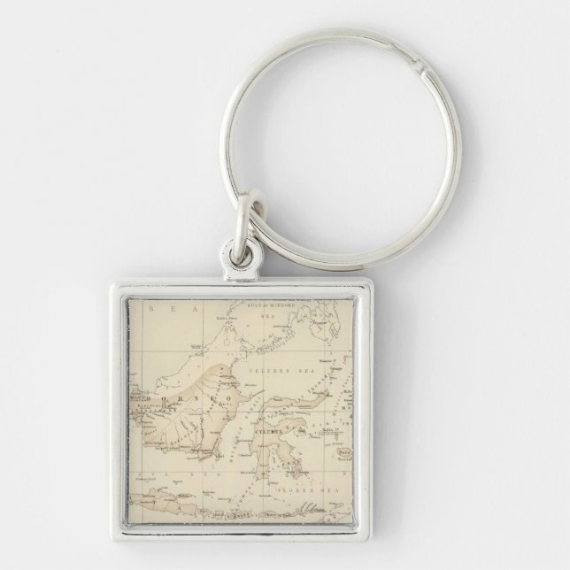 Nederländska Possessions i den indiska övärlden Fyrkantig Silverfärgad Nyckelring (Framsidan)