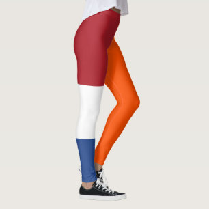 Nederländska Rött vitt blått Orangen Flaggor Färg Leggings