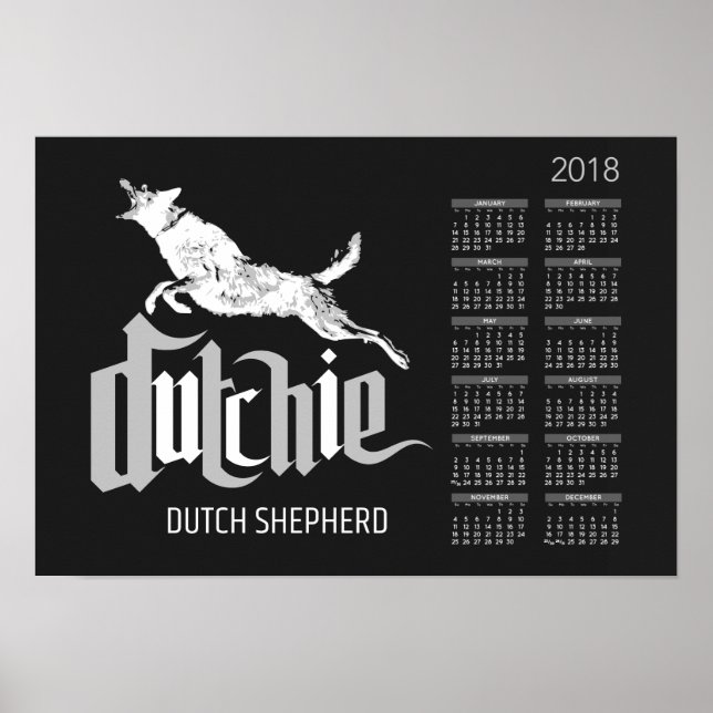 Nederländska Shepherd - Dutchie Calendar 2018 Poster (Framsidan)